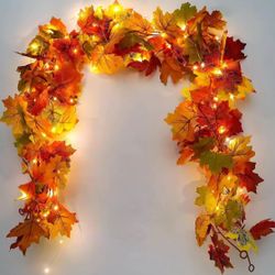 200CM Autumn Artificial Maple Leaf Wreath Leaf Plant Vine Home Decor Garden Halloween Wall Outdoor Doors Windows Decoration