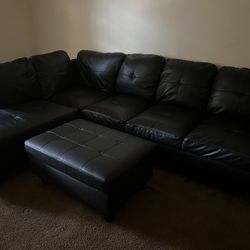2-Piece Leather Sectional With Ottoman $600 OBO LIKE NEW!!