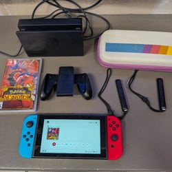 Nintendo Switch With Dock, Travel Case And Pokemon Scarlet 