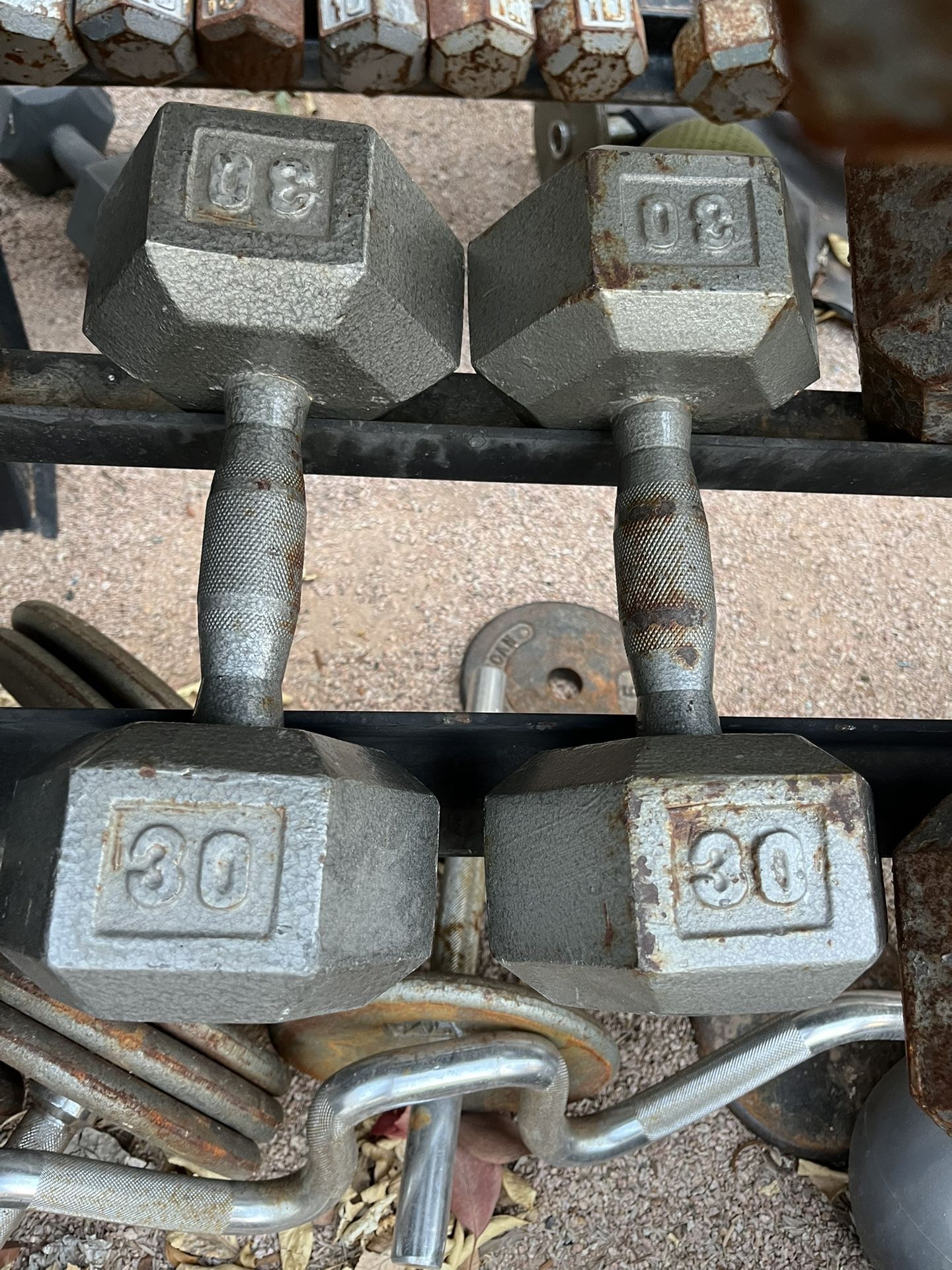 30lb Hex Iron Dumbbell Set Weights