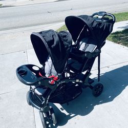 double baby stroller, see description
