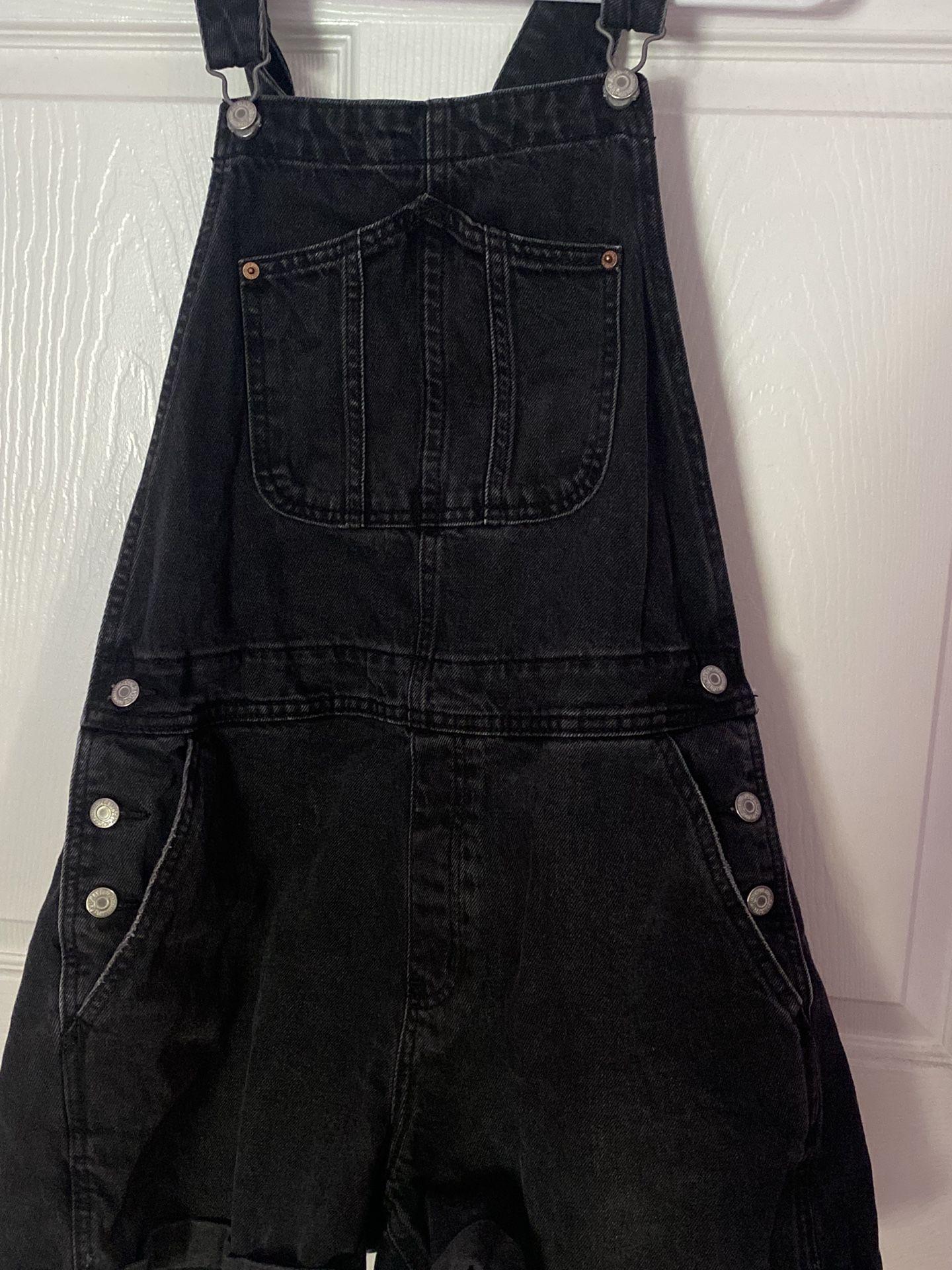 Black Denim Shortalls Overalls Shorts