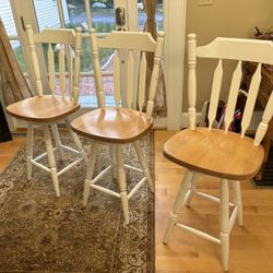 3 Wood Stools - Counter Height