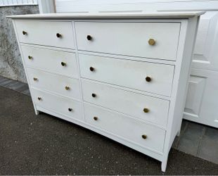 Painted White 8 Drawer Double Dresser