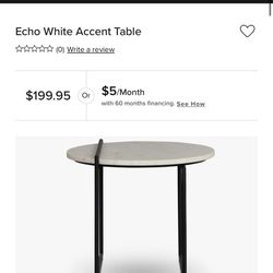 New Beautiful Modern White Marble End Table, diameter: 22.00 height: 19.00,  Was $200 At City Furniture  
