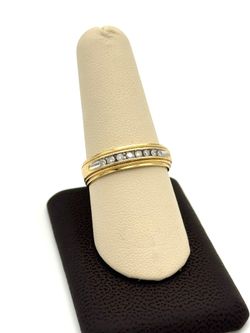 14K YELLOW GOLD ROUND BAGUETTE DIAMOND BAND RING SIZE 10.5 3.89G USED