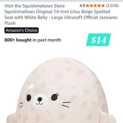 New!! Squishmallow 14 Inch Seal