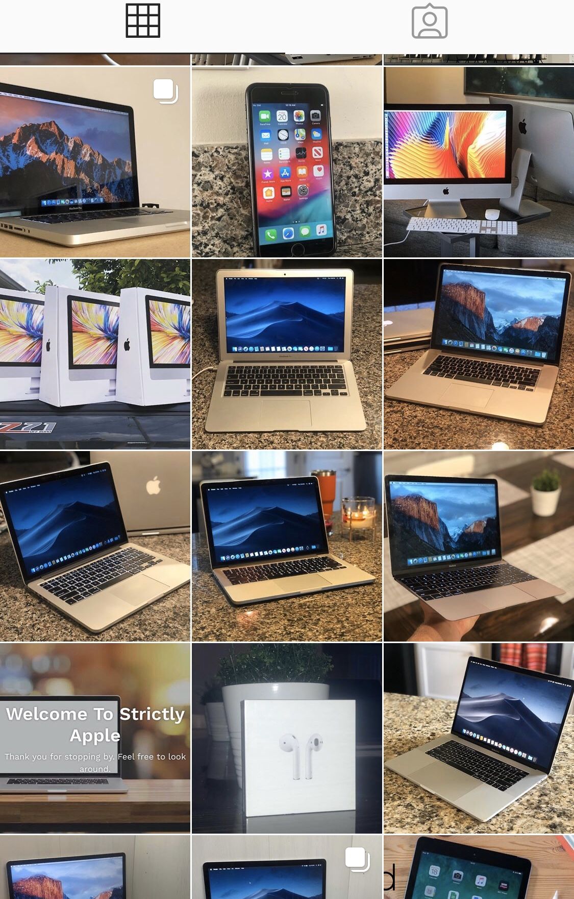 iMacs, macbook pros/airs, iPads, apple watches