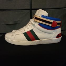 Gucci High Top Web Leather Sneakers