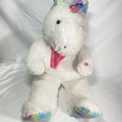 White Rainbow Colorful Unicorn Plush 13" Singing Pony Horse Plushie Lights Sound