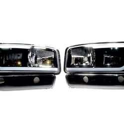 LED HEADLIGHTS FOR 99-01 GMC SIERRA/YUKON LED DRL BLACK