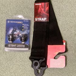 New Never Used D’Addario Guitar Strap (with Locking Strap) and Set of  Hennessy Strap Locking 