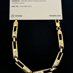 Jewelry 14k two tone yellow gold fashionable bracelet 8.75” diamond 0.6CTW 8mm width