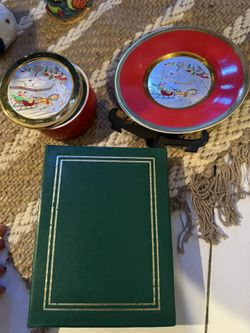 Vintage Christmas Box Plate And Photo Album 