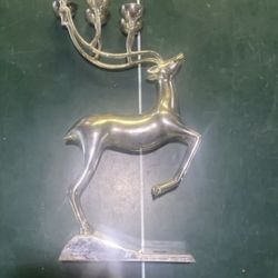 Godinger Silver Plated 12" Reindeer Candle Holder Cup Antlers Leaping Christmas