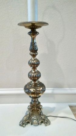 Antique tall lamp can be converted into a candlestick