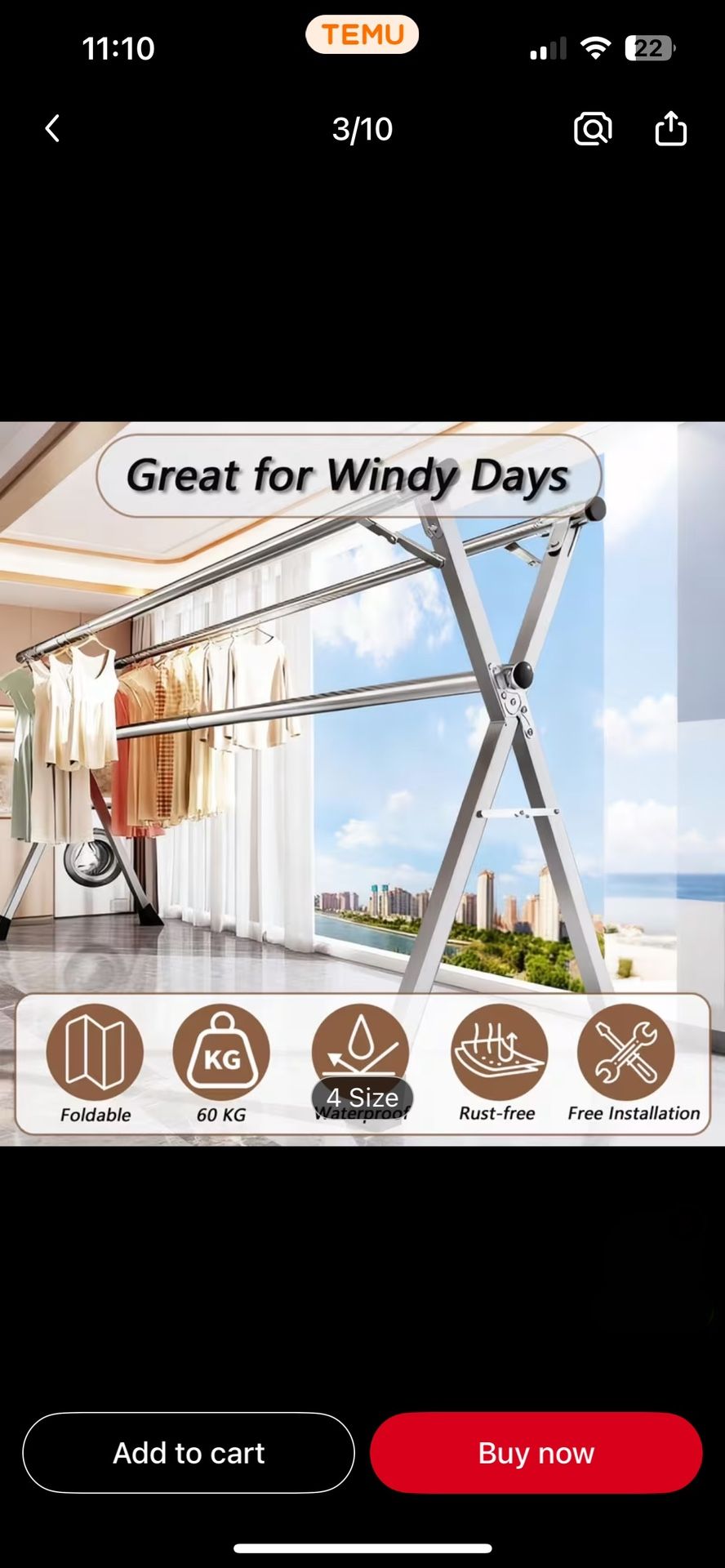 Folding Clothes Drying Rack Indoor Outdoor