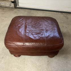 Brown Leather Ottoman