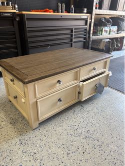 Bolanburg 46 in. Two-Tone Square Wood Coffee Table with Lift Top, Brand New