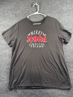 Holiday Time Womens XL 16/18 Black Merry Joyful Blessed Christmas Graphic
