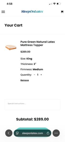 Organic Latex mattress topper-never used