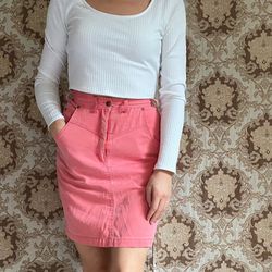 High waisted coral jean skirt Size 2/4