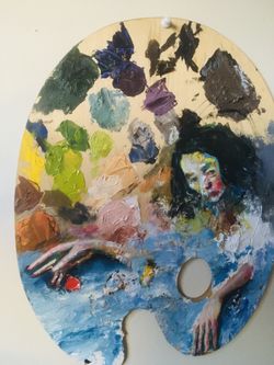 “Self Portrait : Bathing In Color” Painted On Canvas