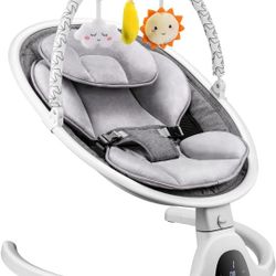 Baby Swing For Newborn, Multi-Functional Electric Baby Rocker For Infants To Toddler With Multiple Speeds, Bluetooth And Remote Control, Indoor & Outd