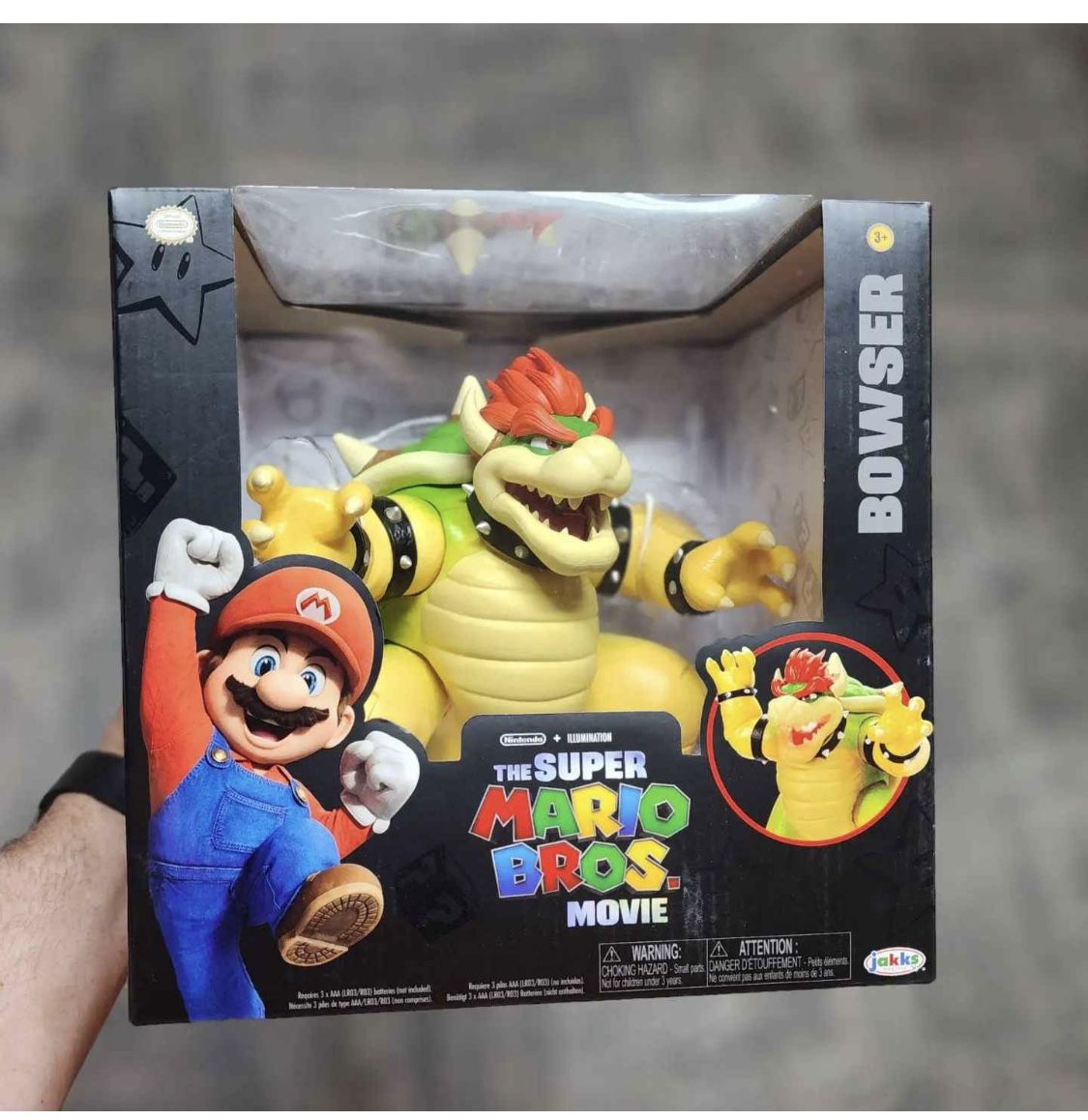 Nintendo the super mario bros movie Bowser figure wuth fire breathing effect