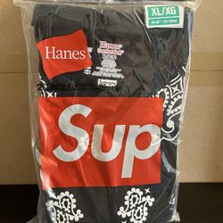 DS Supreme x Hanes Bandana Shirts aka Tagless Tee Pack Black SzXL (2 Shirts in 1 Pack)