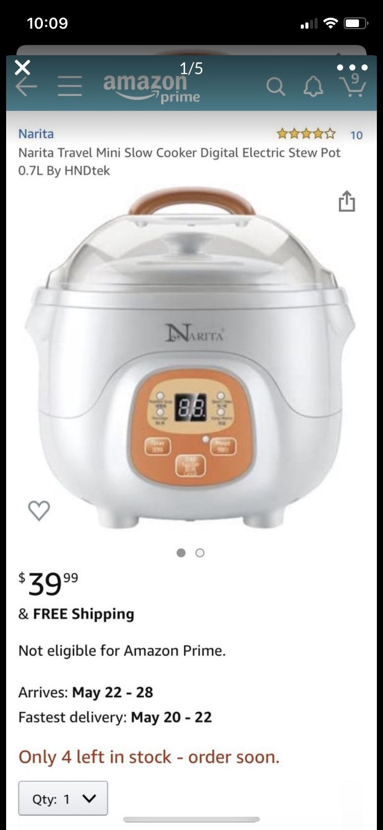 Narita travel mini slow cooker Digital electric stew pot 0.7L