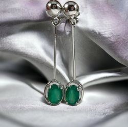 Beautiful Green Onyx Dangle Earrings