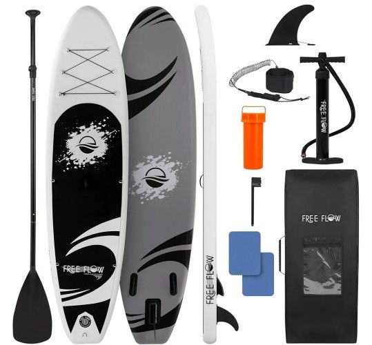 SereneLife Inflatable Stand Up Paddle Board with Premium SUP Accessories – Wide Stable Design with Non-Slip EVA Deck Pad for Adults and Youth of All S