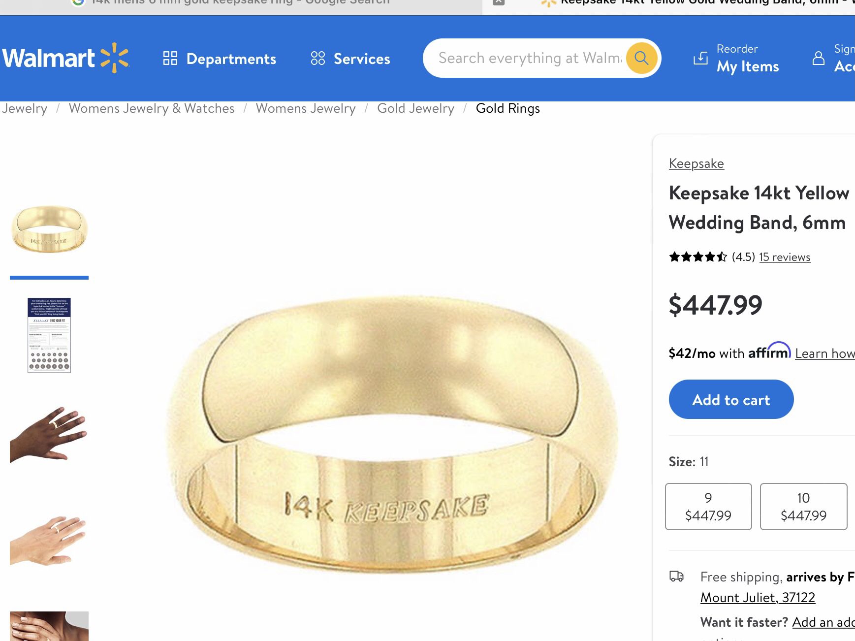 14K Solid Gold Wedding Ring