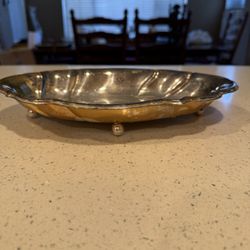 Vintage German Silver-Plated Oval Dish on Ball Feet