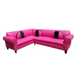 BRAND NEW 7X9FT SECTIONAL SOFA PINK LEATHER,  CUSTOM MADE AVAILABLE 