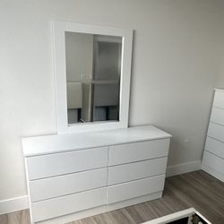 DRESSER & 🪞 MIRROR - All White 🪞 