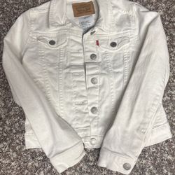 Girls White Denim Levi Jacket Size 8/10