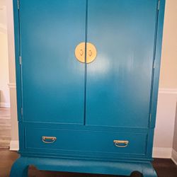 Asian Chinoiserie Style Armoire Media Cabinet