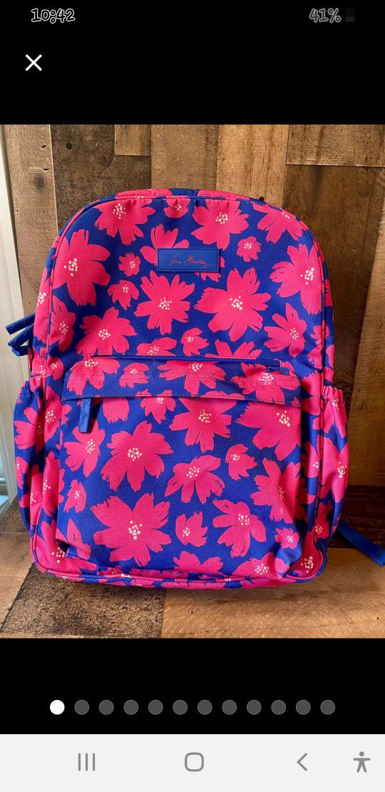 Vera Bradley Laptop Backpack Lighten Up Art Poppies