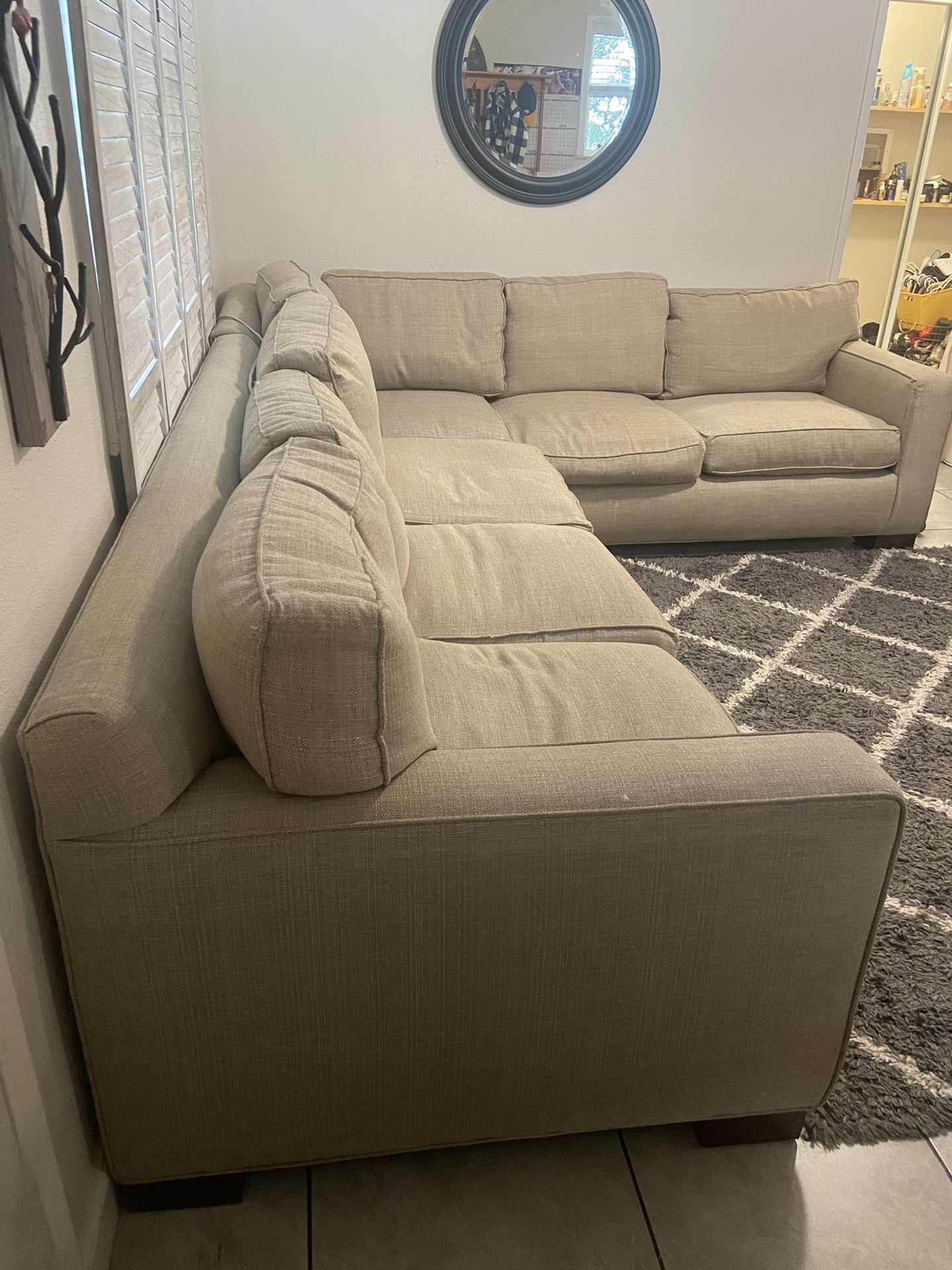 L-Shaped Beige Couch Set