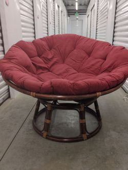 Vintage Burgundy Papasan  Chair with wood frame