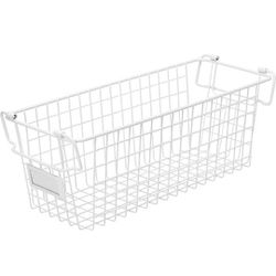 Set of 4 Stackable Wire Storage Baskets with Handles and Label Slots
