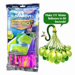 Happy Baby Balloons - 111 Water Balloons, Self-Sealing, Quick-Fill, 100% Biodegradable