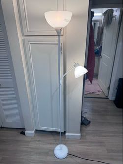 6-Ft White Floor Lamp w/ Adjustable Reading Light
