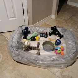 Pet Bunfle' New In Bag Large Dog Bed Orthopedic, 1 Good Boy Bowl & A Bag Of Toys For $20