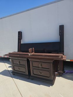 Will Take Best Offers Not Free Solid Wood Bed Frame With Two Nightstand size cal king or king