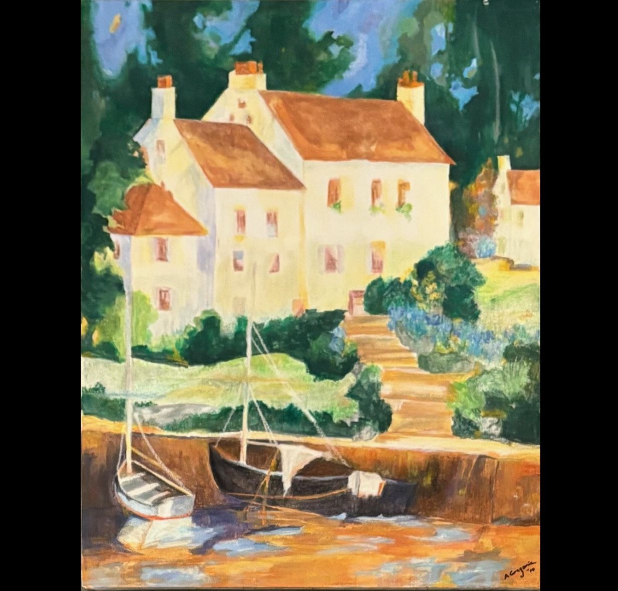 Serene Coastal Scene Oil Painting