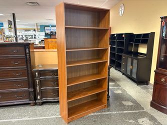 Natural Wood Finish Modern 6-Shelf Bookcase