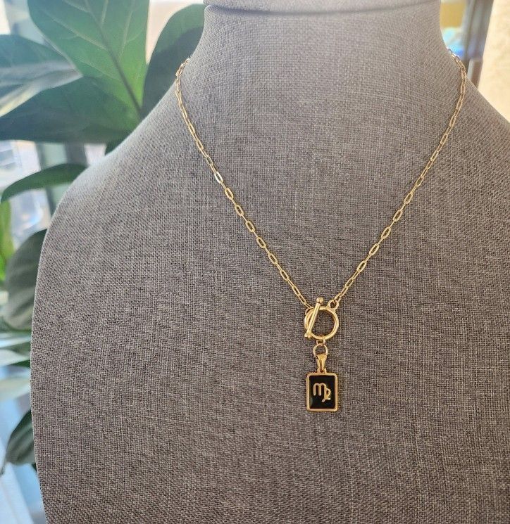 Gold Zodiac "Virgo" Toggle Necklace